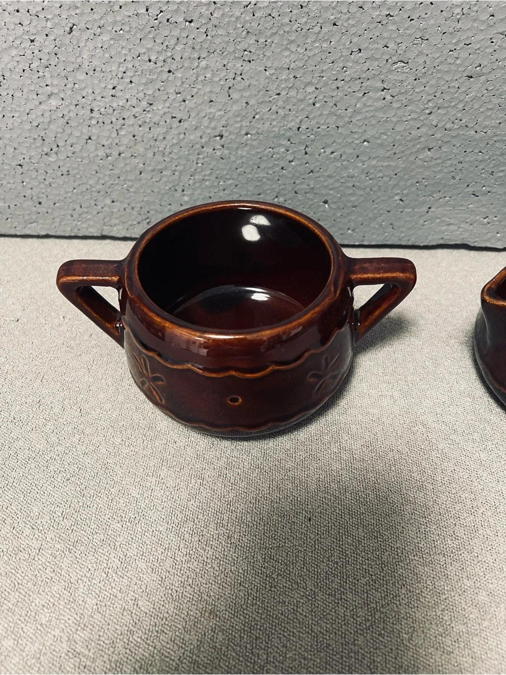 MARCREST Daisy and Dot Ceramic Creamer and Sugar Set Colorado Brown Glaze